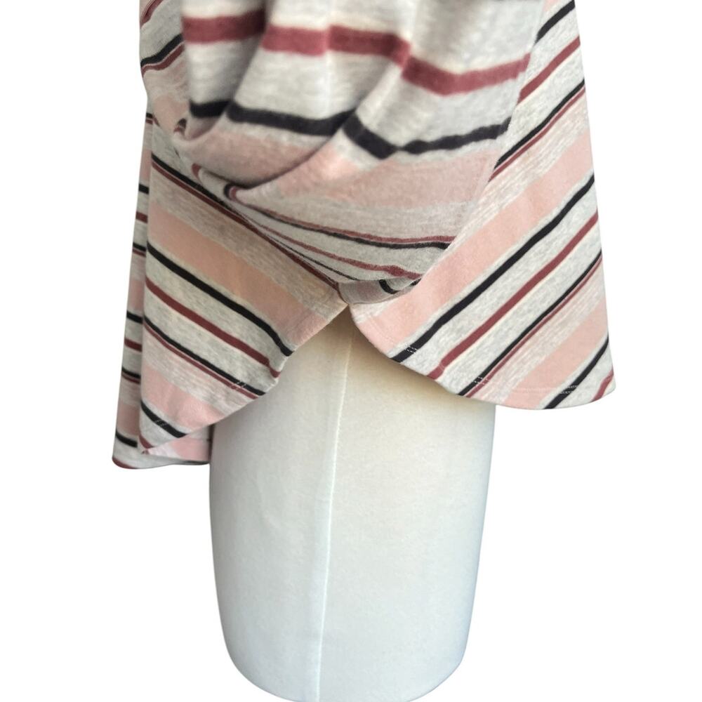 Free People Steph Striped Mock Neck Top Cropped Oversize Boho Casual Medium - Picture 7 of 14